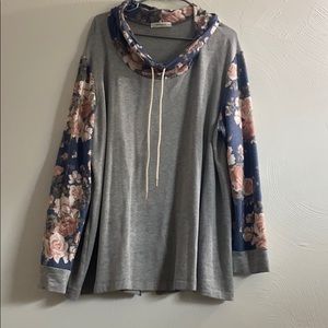 Floral and grey thin sweater